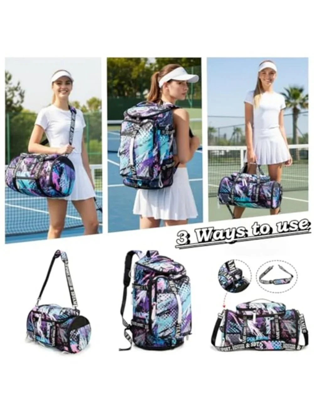Gym Duffle Bag Backpack Shoe Compartment Travel Weekender Waterproof Laptop